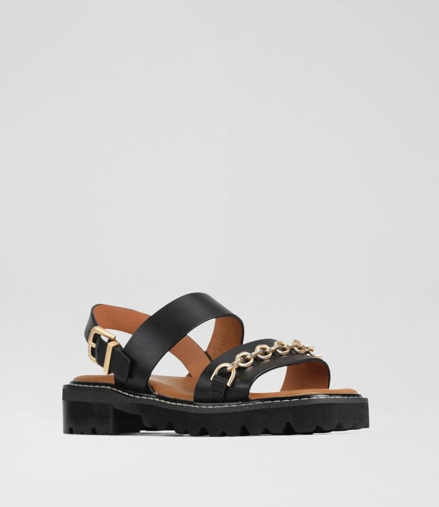 Shoes EOS | Gil Black Leather Sandals