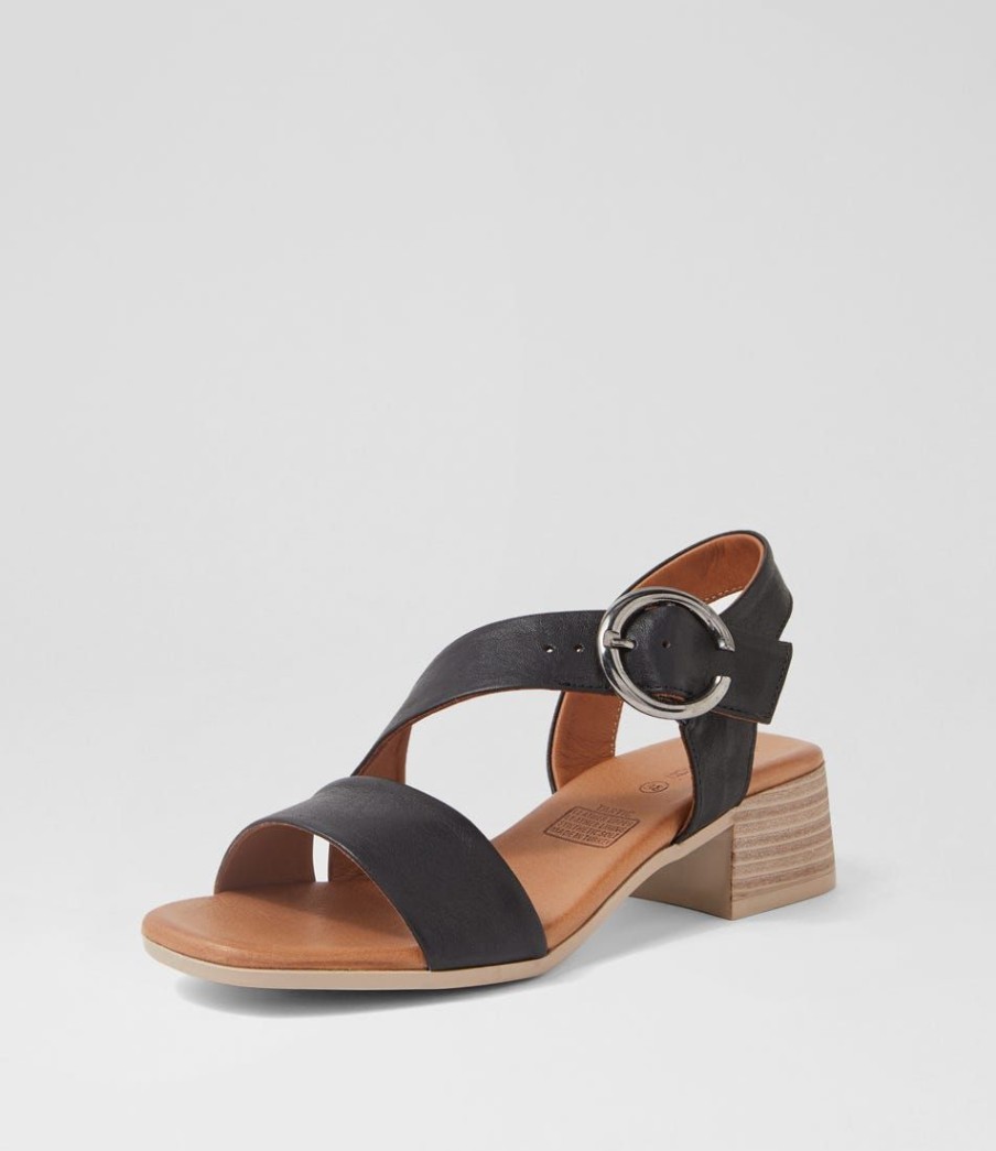 Shoes DIANA FERRARI | Tartic Black Leather Sandals