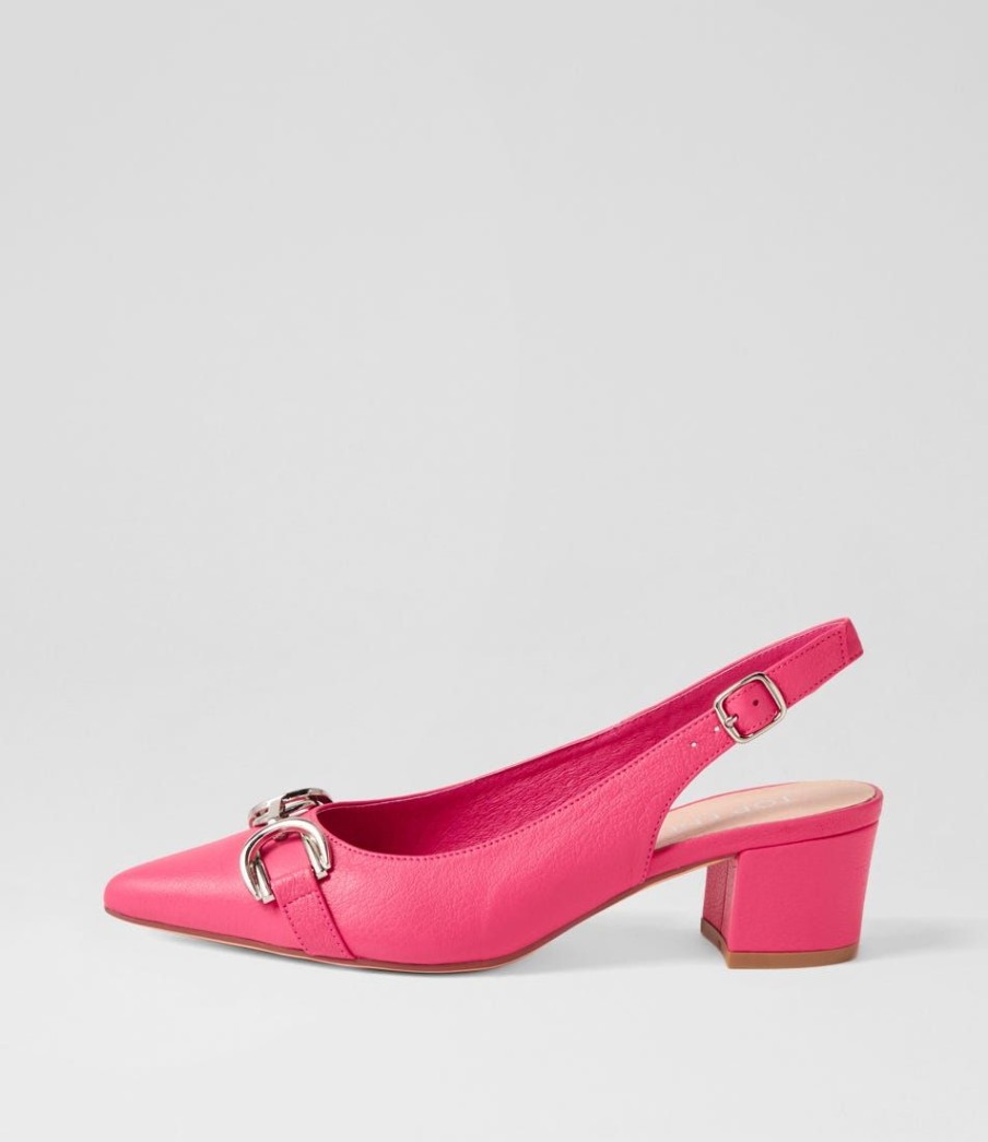 Shoes TOP END | Abrar Bright Pink Leather Heels