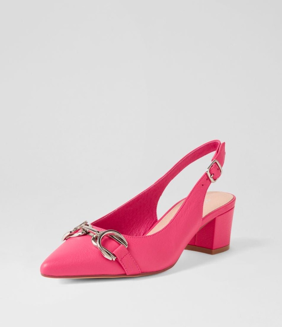 Shoes TOP END | Abrar Bright Pink Leather Heels