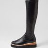 Shoes TOP END | Udoe Black Natural Veneer Stretch Knee High Boots