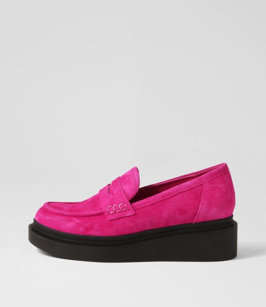 Shoes TOP END | Zoafa Fuchsia Black Suede Loafers