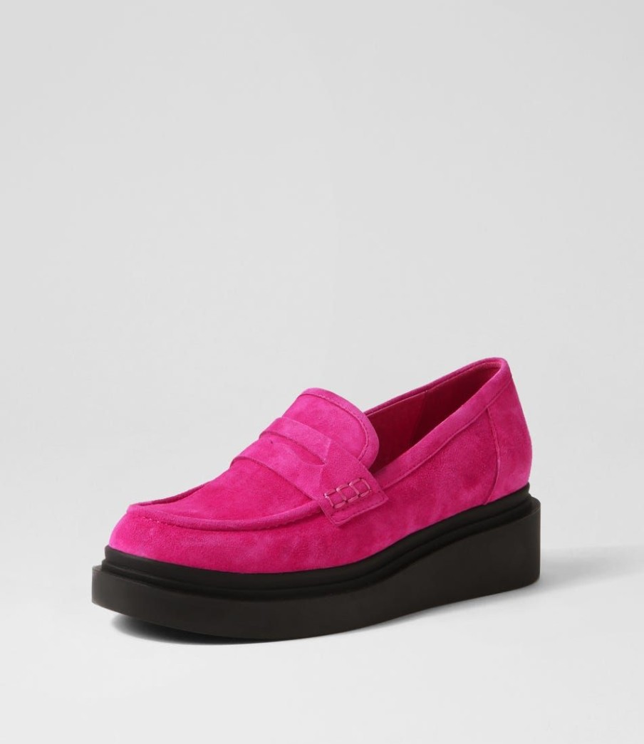 Shoes TOP END | Zoafa Fuchsia Black Suede Loafers