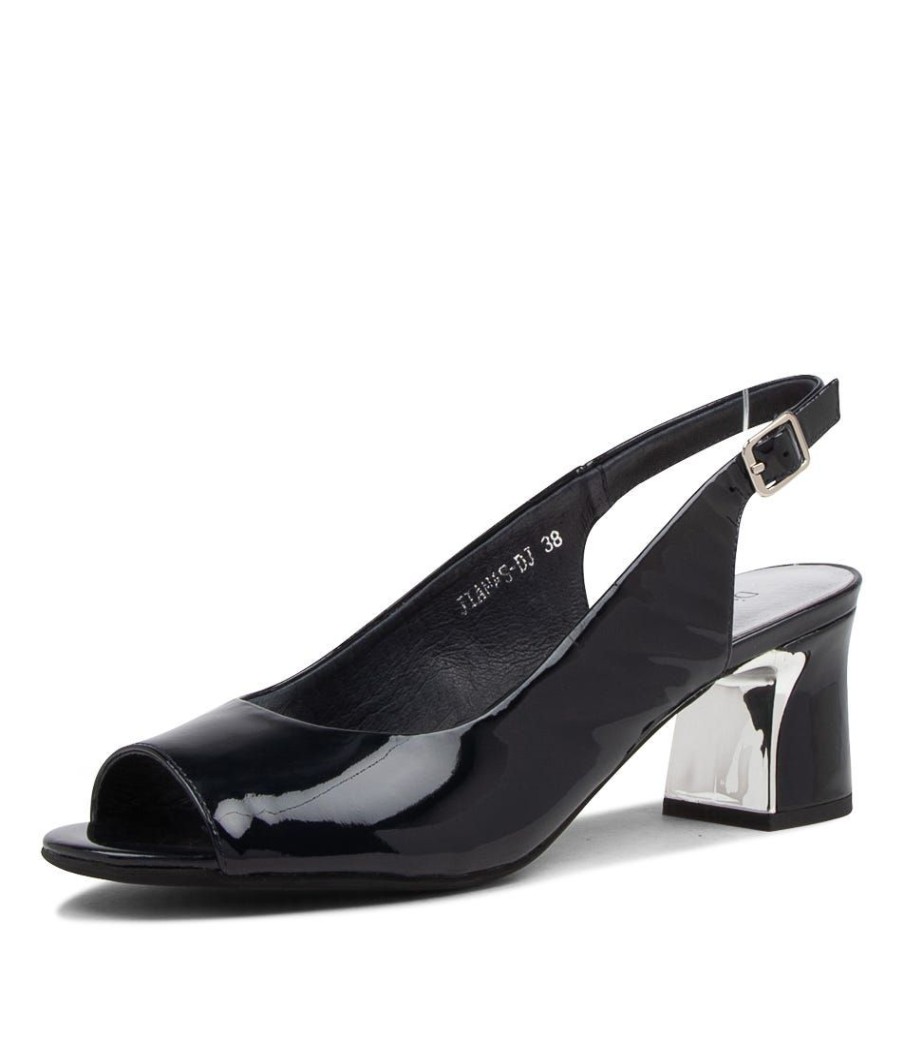 Shoes DJANGO & JULIETTE | Jianas Navy Patent Leather Heeled Sandals