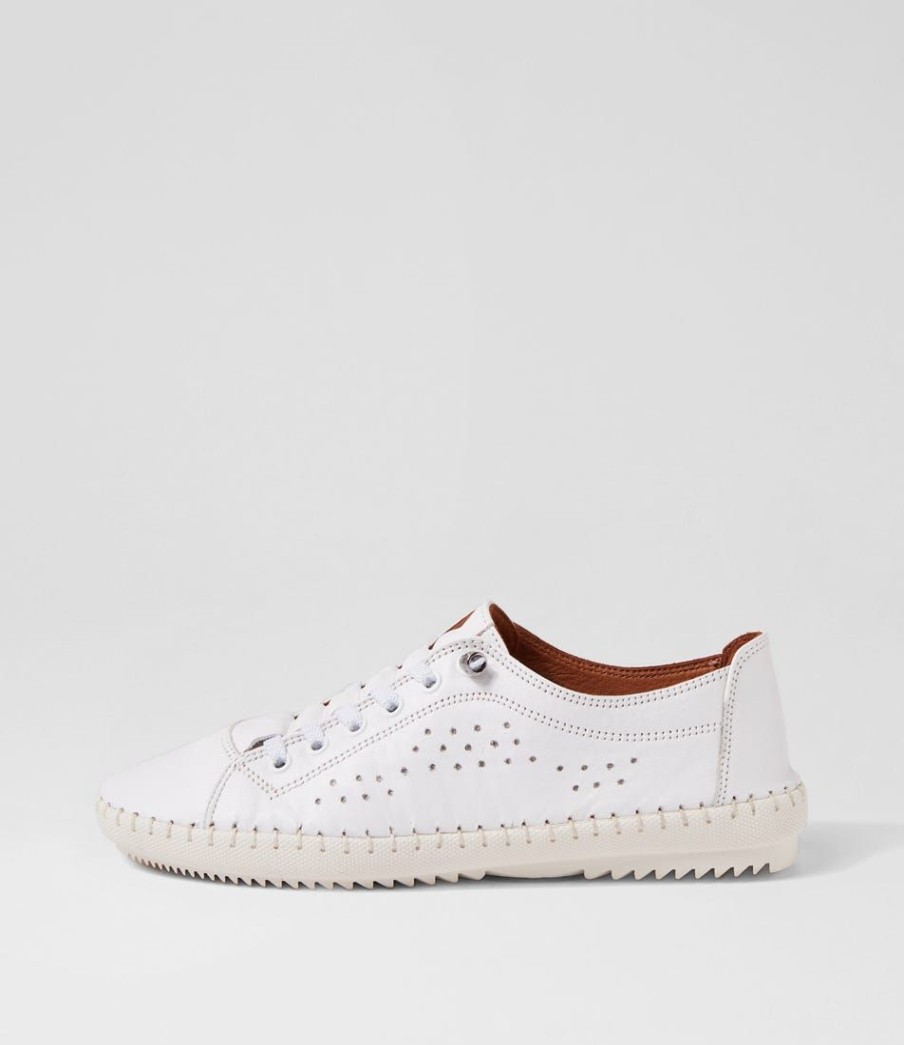 Shoes DIANA FERRARI | Custaard White Leather Flat Shoes