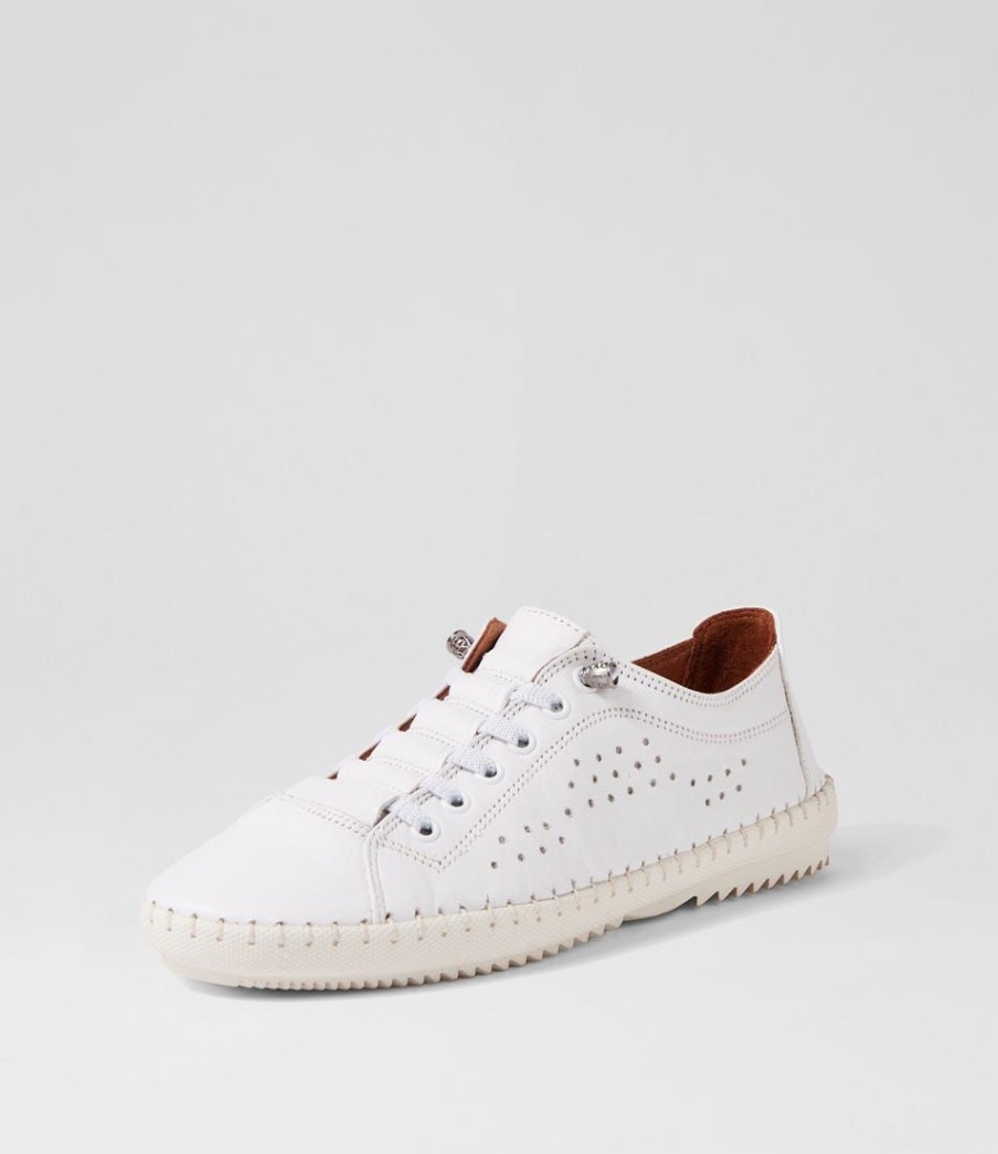 Shoes DIANA FERRARI | Custaard White Leather Flat Shoes