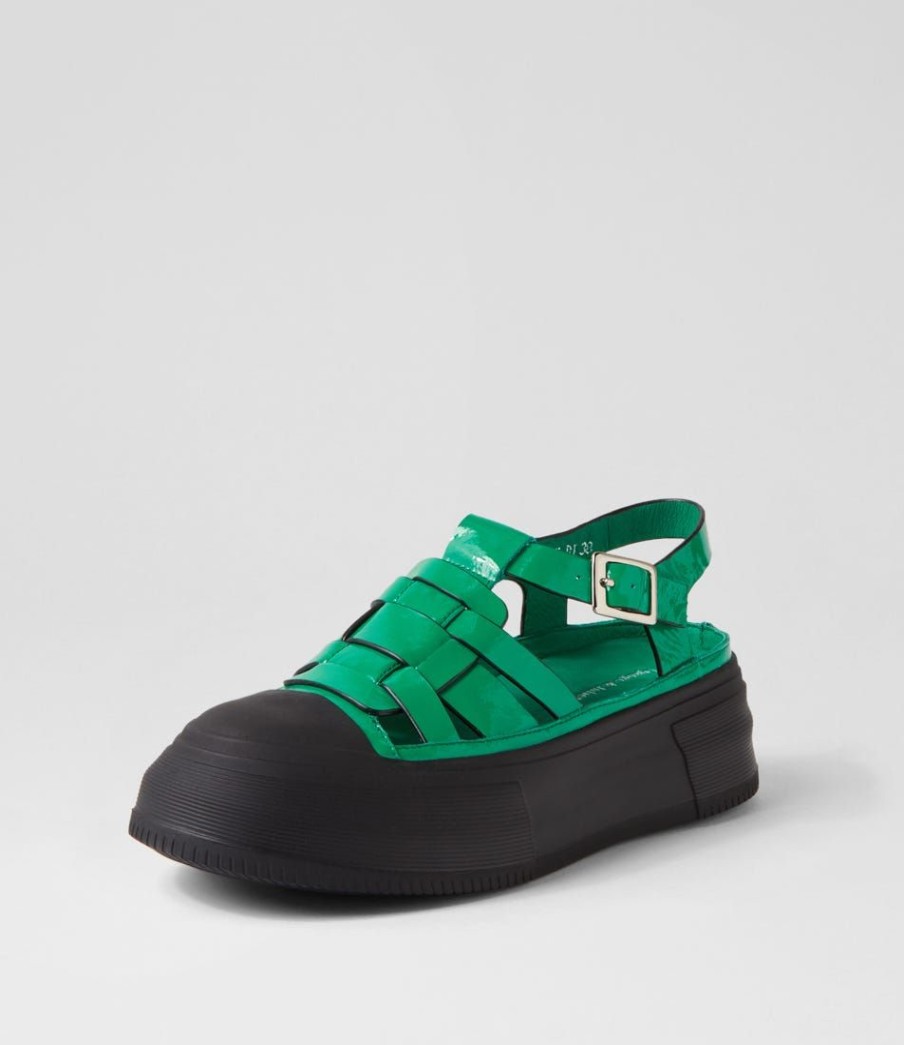 Shoes DJANGO & JULIETTE | Askery Emerald Black Patent Leather Sneakers