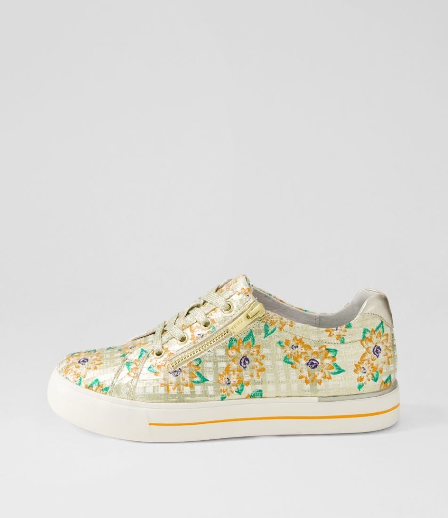 Shoes ZIERA | Audry W Orange Cut Pale Gold Leather Sneakers