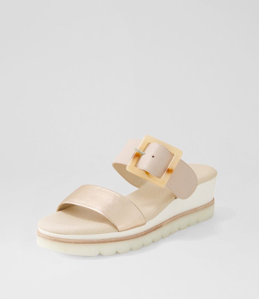 Shoes DJANGO & JULIETTE | Wabigail Pl Rose Gold Dusty Pink Leather Slides