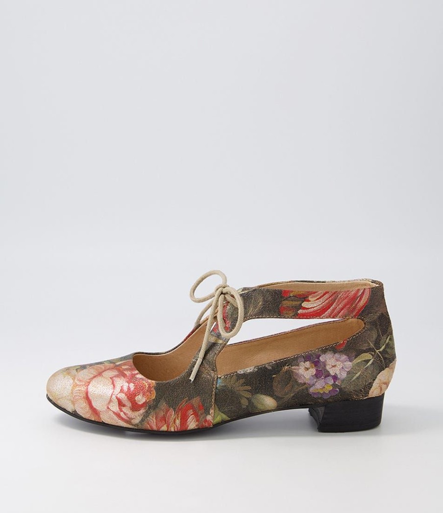 Shoes DJANGO & JULIETTE | Ewing Vintage Metal Floral Leather Flat Shoes