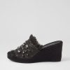 Shoes DJANGO & JULIETTE | Pitchy Black Synthetic Raffia Espadrilles