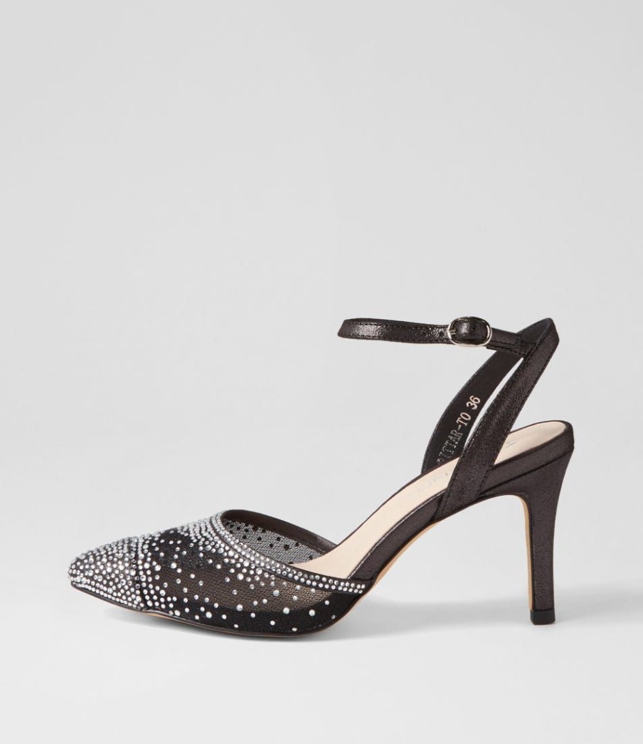 Shoes TOP END | Brittar Black Shimmer Silver Multi Heels