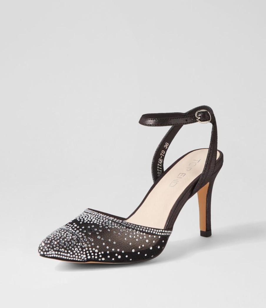 Shoes TOP END | Brittar Black Shimmer Silver Multi Heels