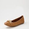 Shoes DJANGO & JULIETTE | Berle Dark Tan Leather Ballet Flats