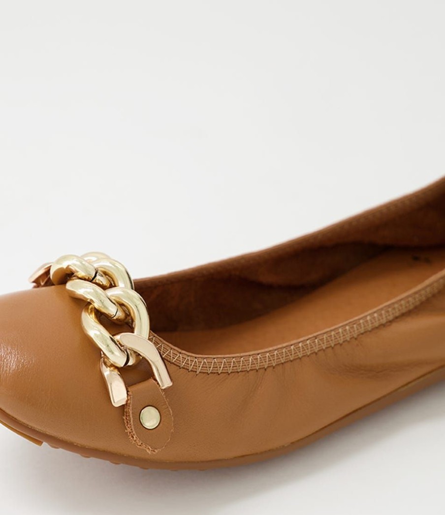 Shoes DJANGO & JULIETTE | Berle Dark Tan Leather Ballet Flats