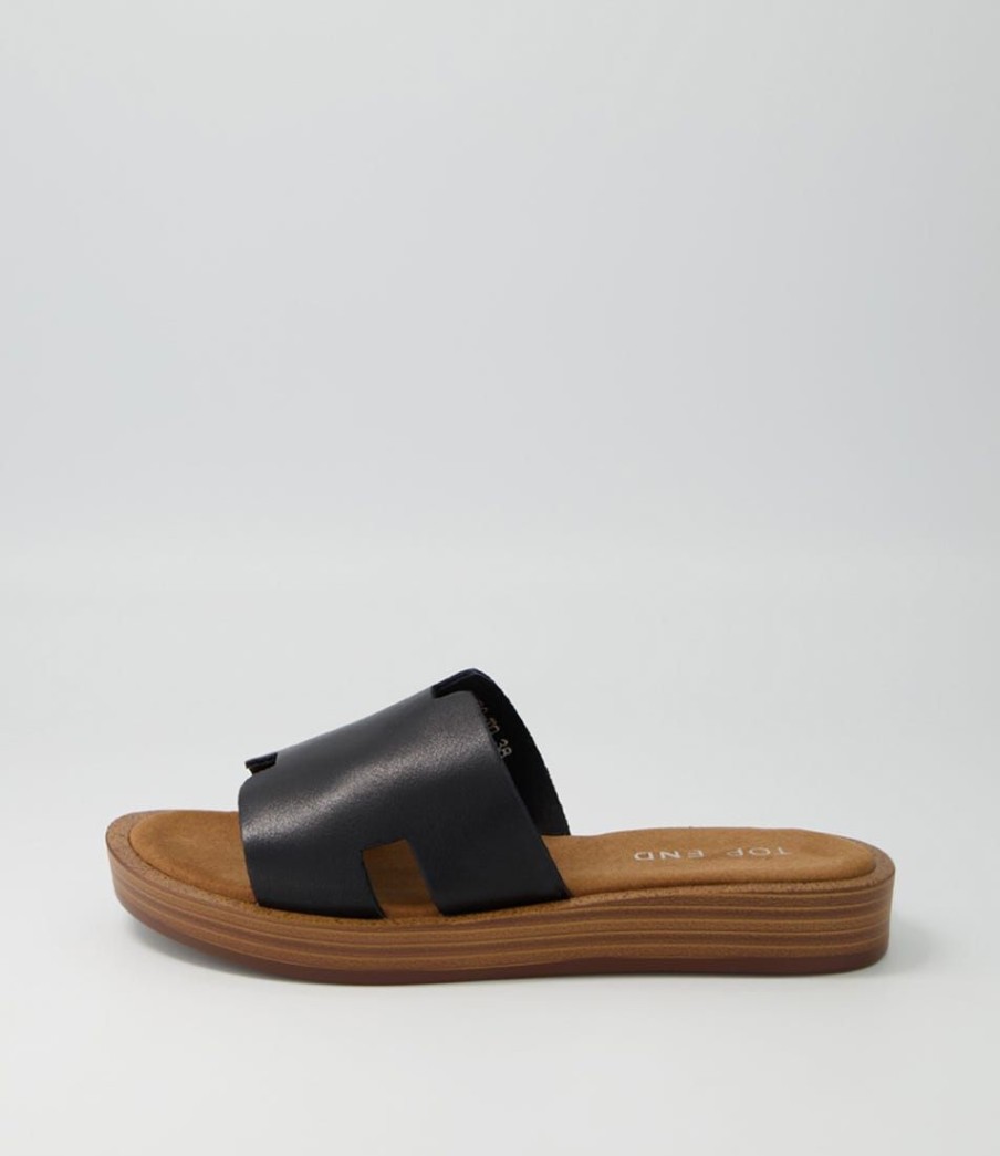 Shoes TOP END | Fando Black Leather Slides Ns