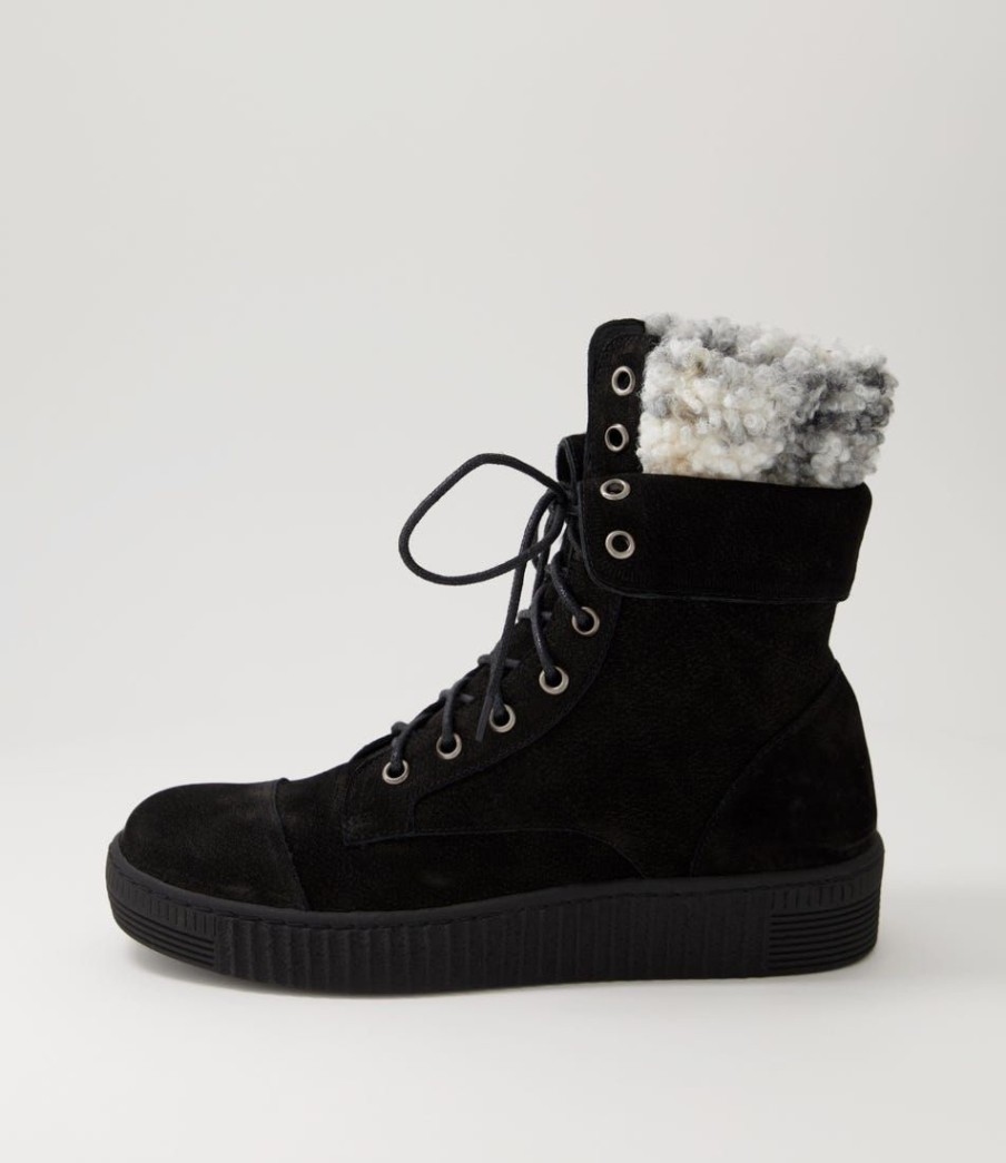 Shoes DJANGO & JULIETTE | Tombi Black Grey Multi Nubuck Lace Up Boots