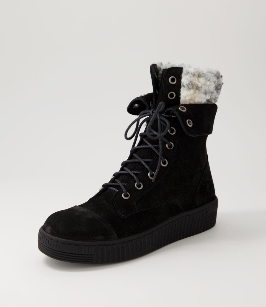 Shoes DJANGO & JULIETTE | Tombi Black Grey Multi Nubuck Lace Up Boots