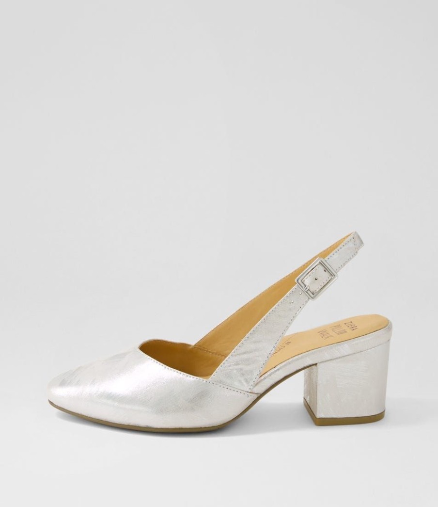 Shoes ZIERA | Veera Xw Silver Scratch Leather Heels