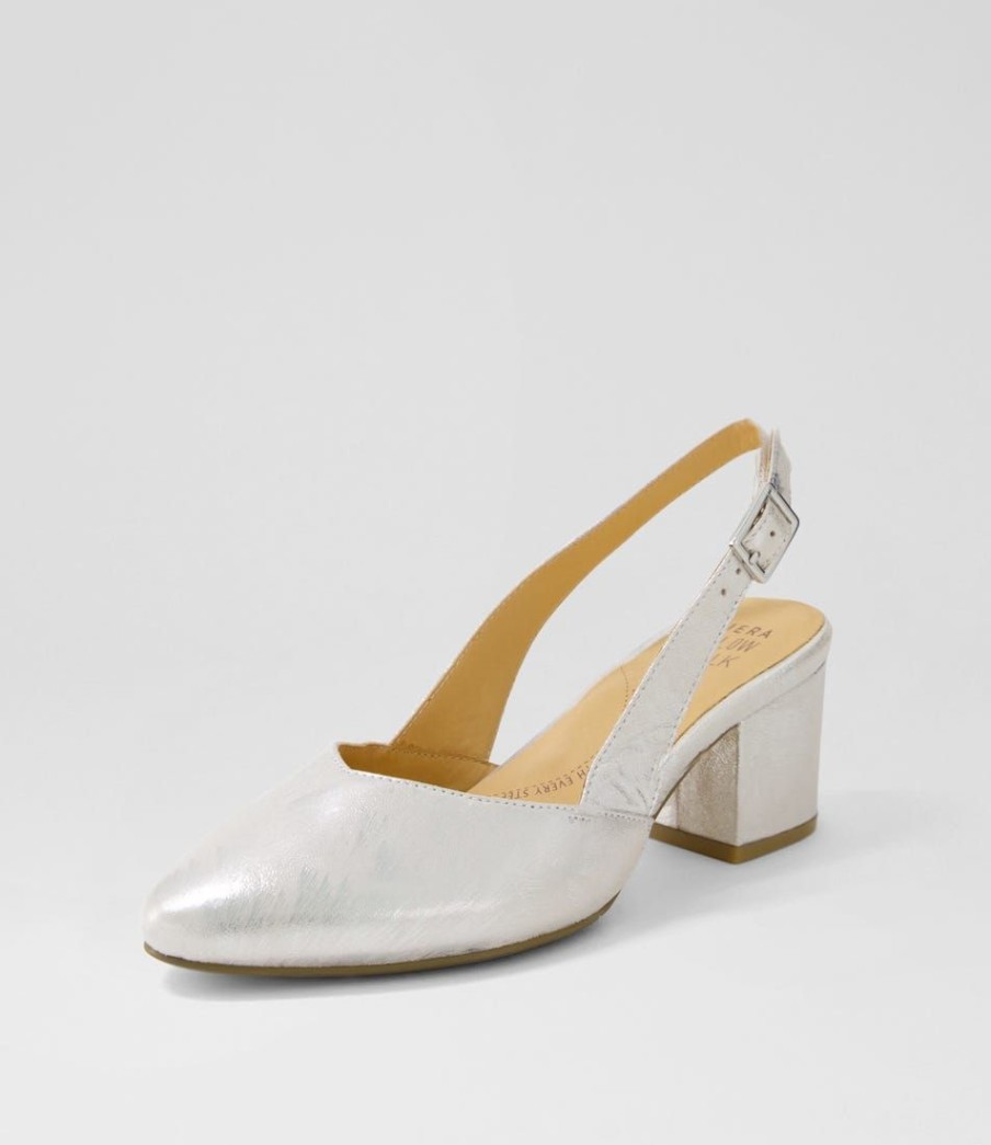 Shoes ZIERA | Veera Xw Silver Scratch Leather Heels