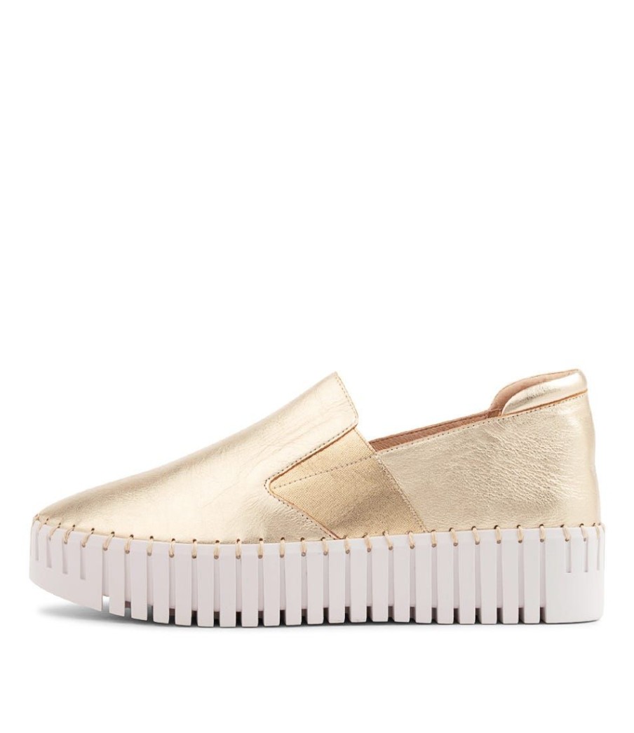 Shoes DJANGO & JULIETTE | Becca Pale Gold Leather Sneakers