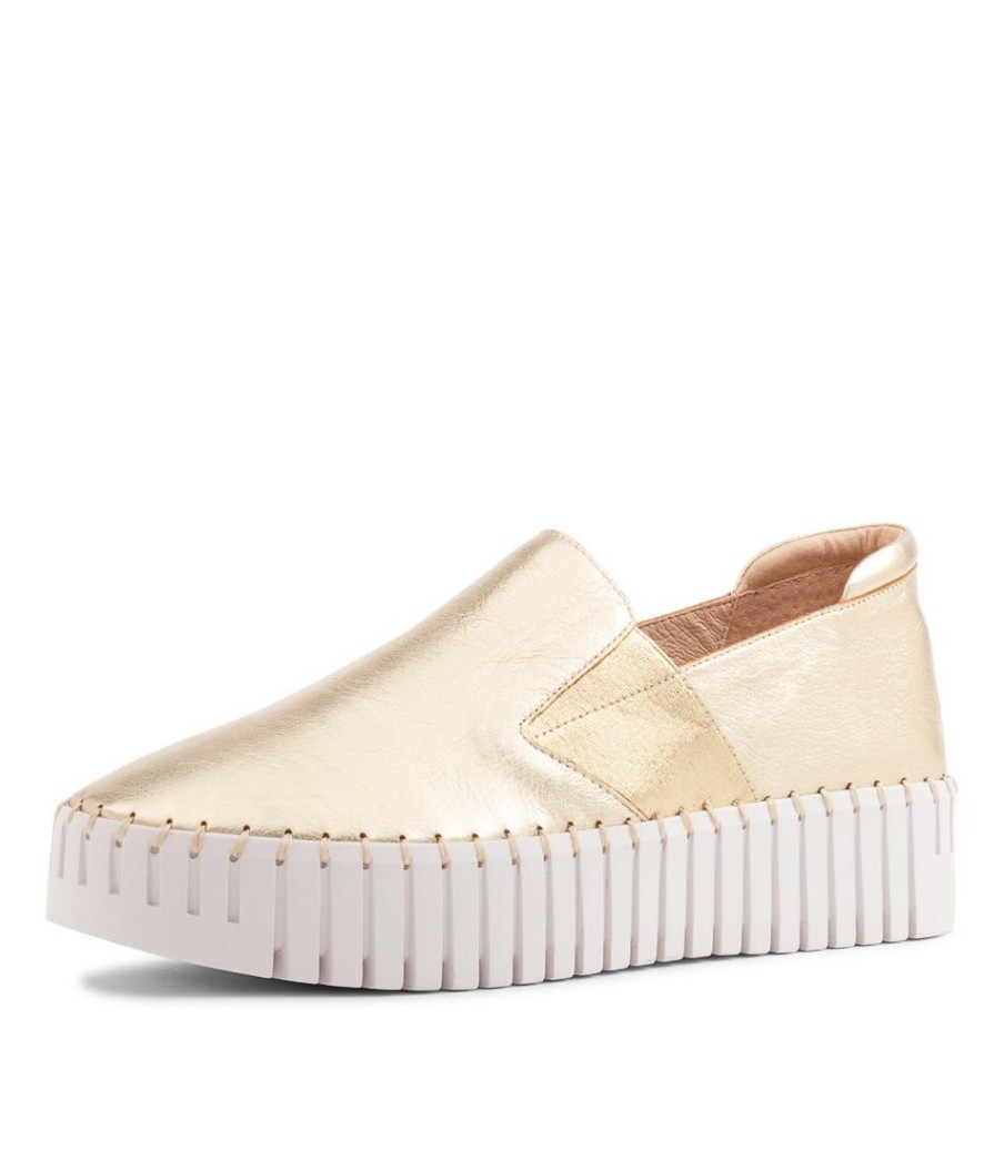 Shoes DJANGO & JULIETTE | Becca Pale Gold Leather Sneakers