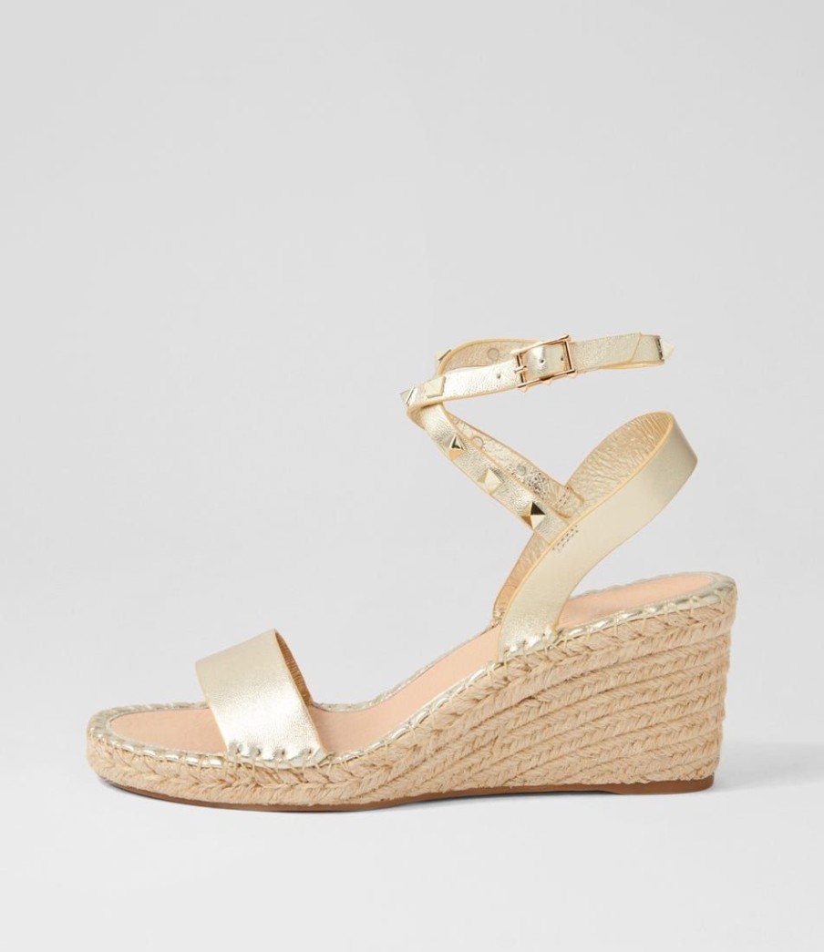 Shoes TOP END | Guicey Pale Gold Leather Espadrilles