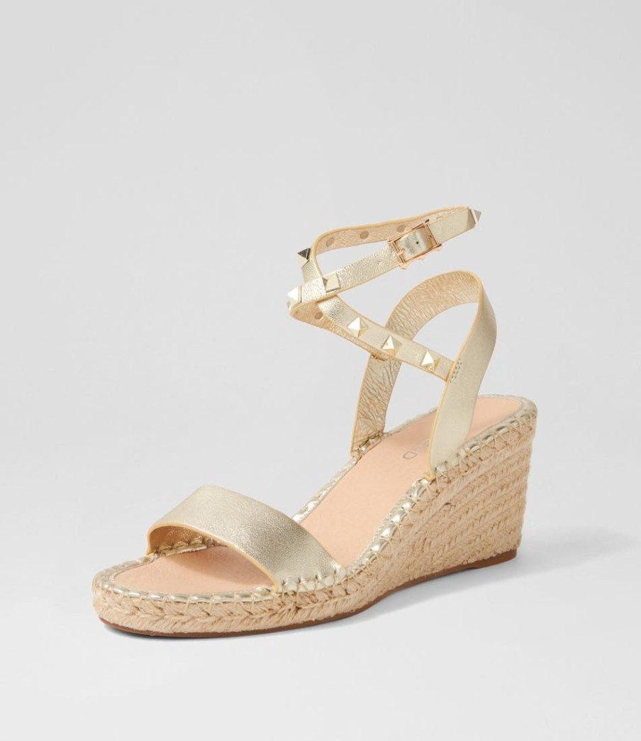 Shoes TOP END | Guicey Pale Gold Leather Espadrilles