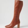 Shoes DJANGO & JULIETTE | Allouta Cognac Leather Knee High Boots