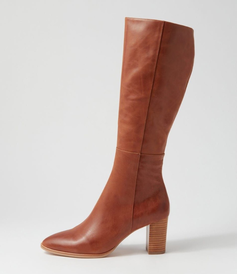 Shoes DJANGO & JULIETTE | Allouta Cognac Leather Knee High Boots