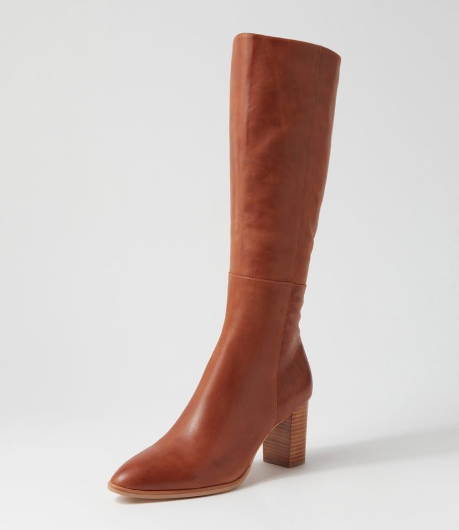 Shoes DJANGO & JULIETTE | Allouta Cognac Leather Knee High Boots