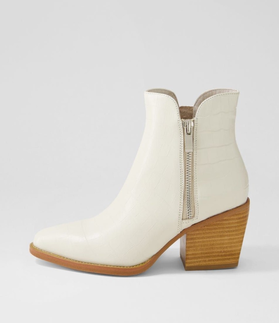 Shoes DJANGO & JULIETTE | Maries Almond Croc Leather Ankle Boots