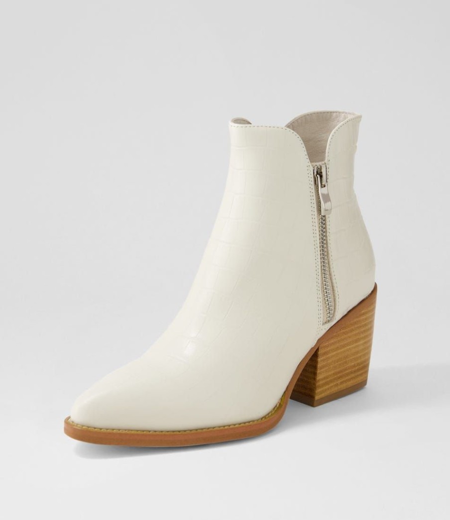 Shoes DJANGO & JULIETTE | Maries Almond Croc Leather Ankle Boots