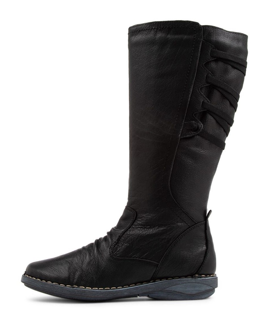 Shoes DJANGO & JULIETTE | Reece Black Leather Knee High Boots