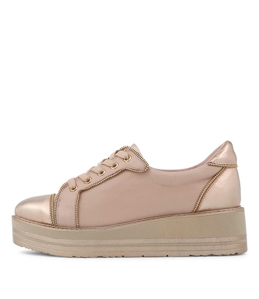 Shoes TOP END | Sausy Pale Rose Gold Rose Leather Sneakers