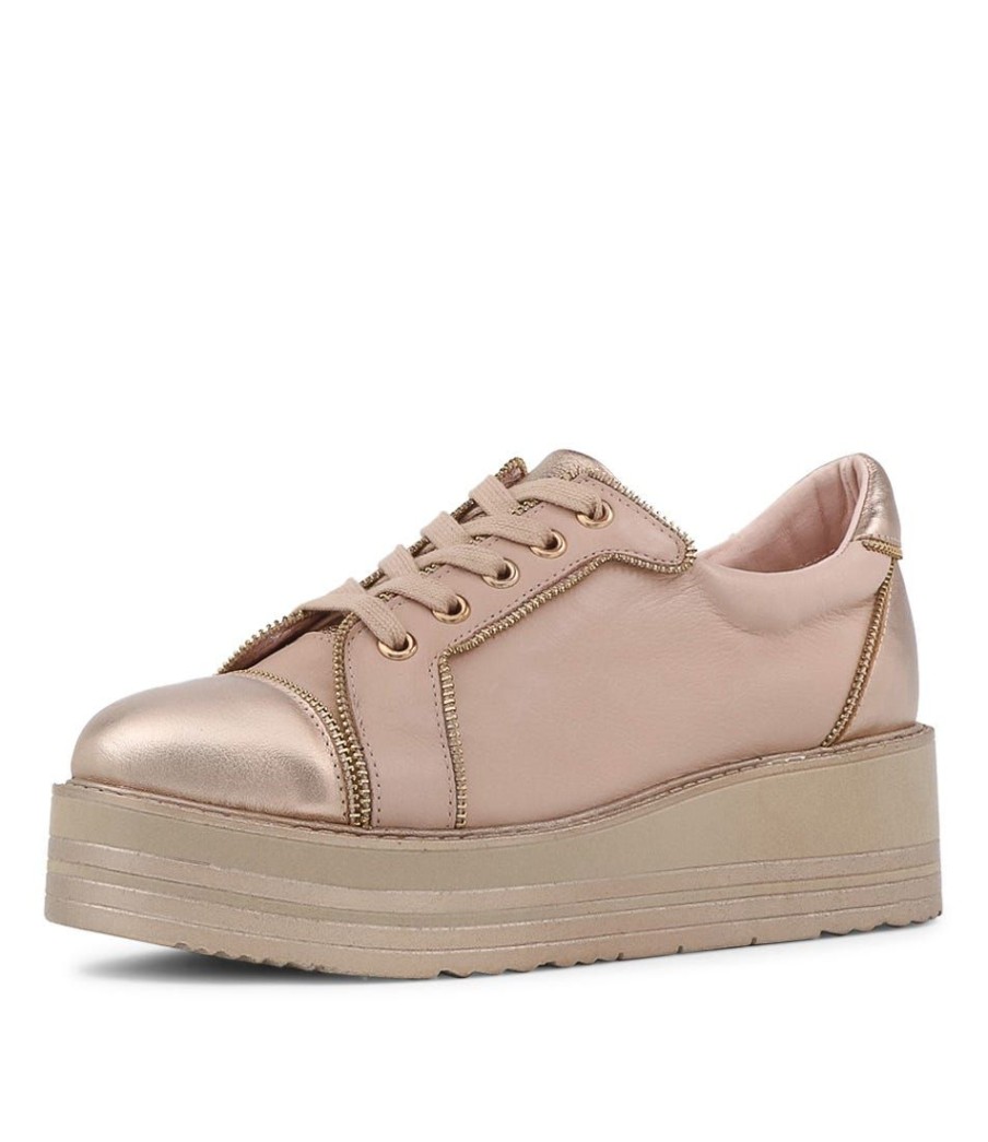 Shoes TOP END | Sausy Pale Rose Gold Rose Leather Sneakers