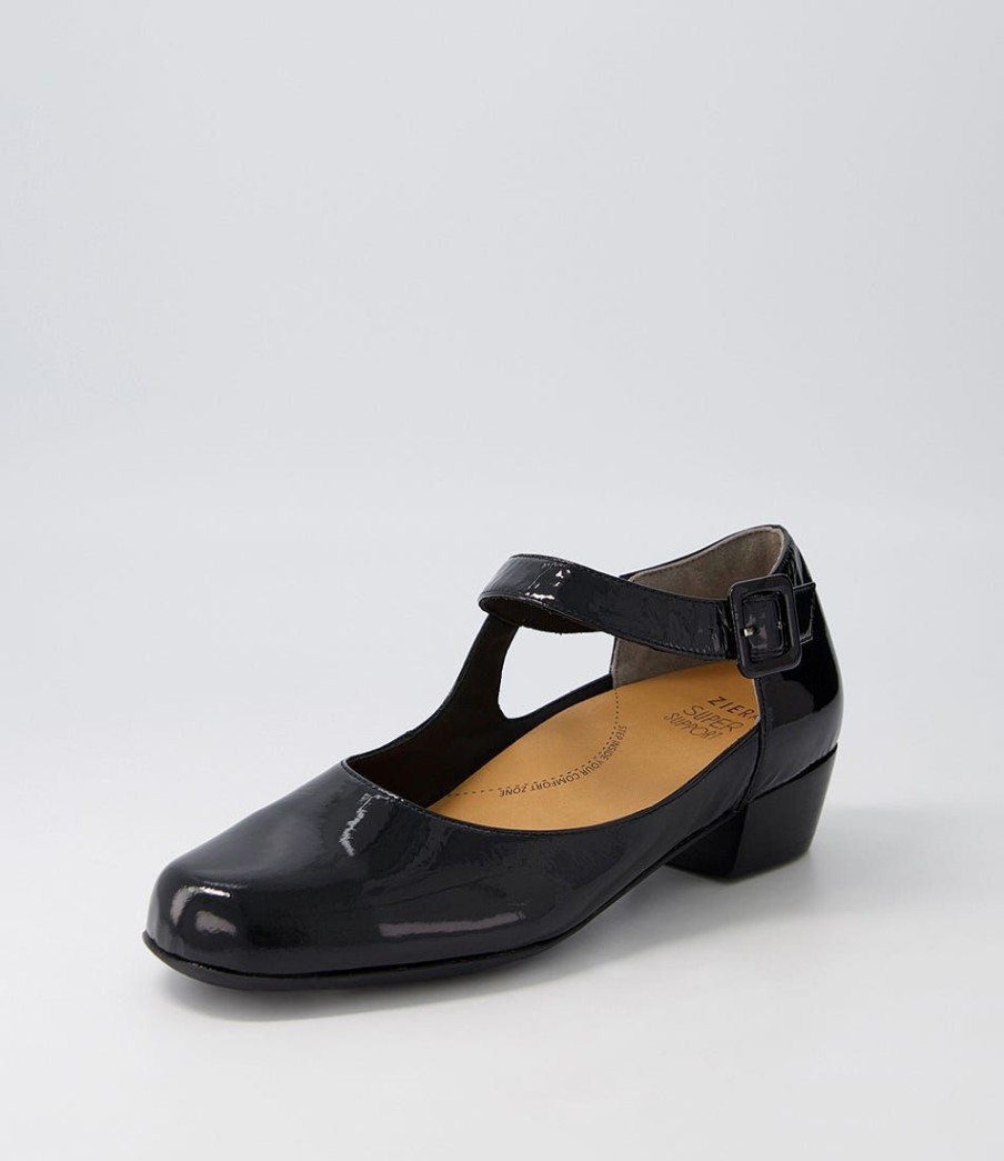 Shoes ZIERA | Qango Xw Black Patent Leather Flat Shoes