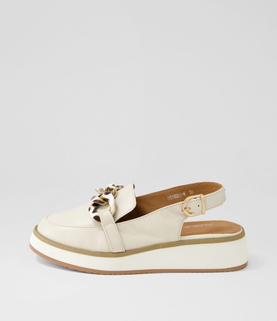 Shoes ALFIE & EVIE | Quivers Cream Leather Flat Shoes