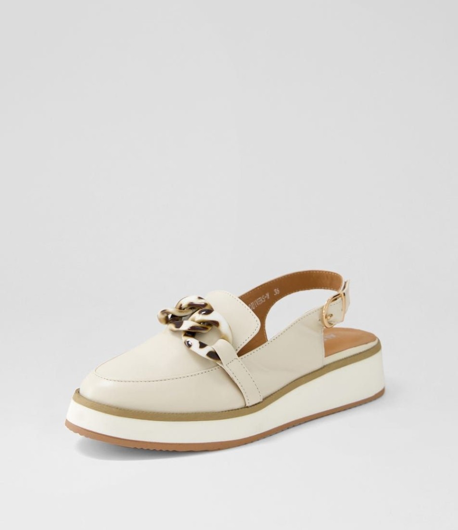 Shoes ALFIE & EVIE | Quivers Cream Leather Flat Shoes