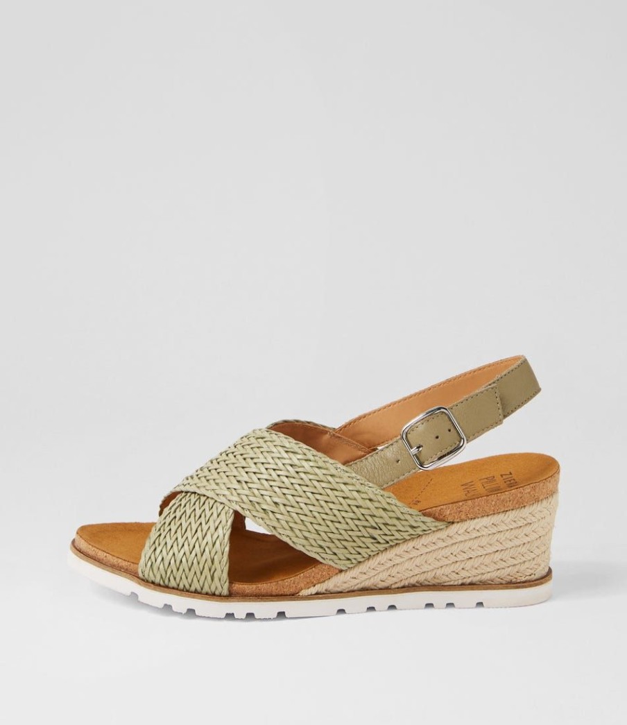 Shoes ZIERA | Kaeme W Khaki Weave Leather Sandals