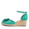 Shoes DJANGO & JULIETTE | Raggie Light Emerald Nat Rope Leather Wedges