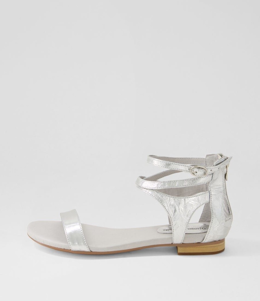 Shoes DJANGO & JULIETTE | Please Silver Shine Leather Sandals