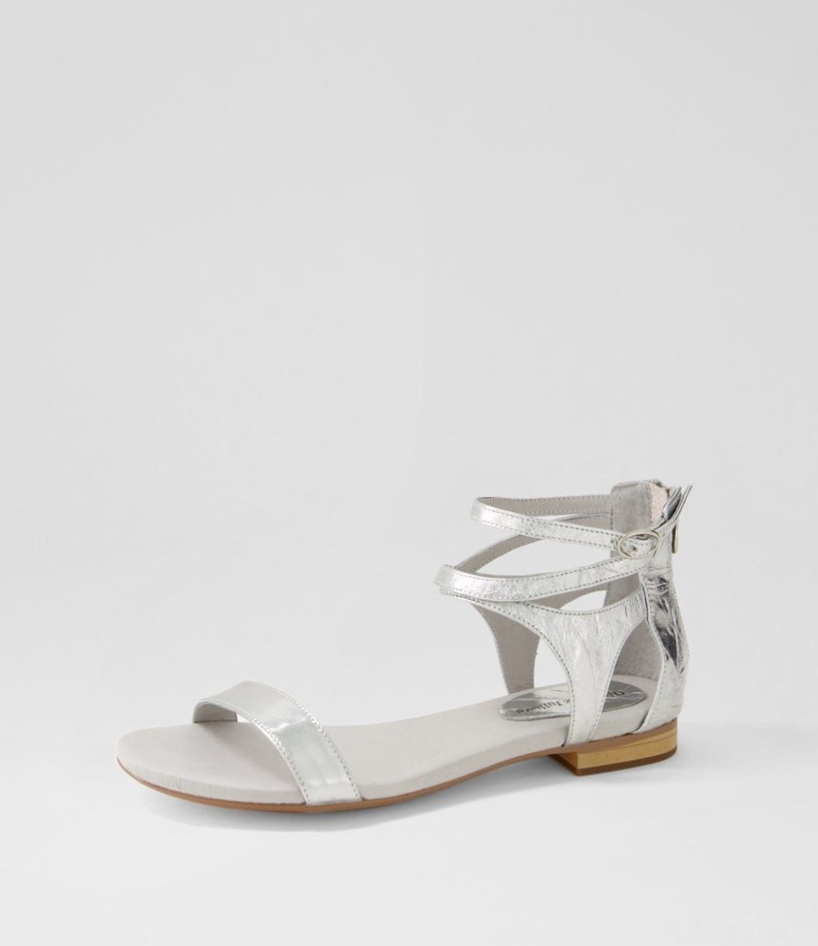 Shoes DJANGO & JULIETTE | Please Silver Shine Leather Sandals