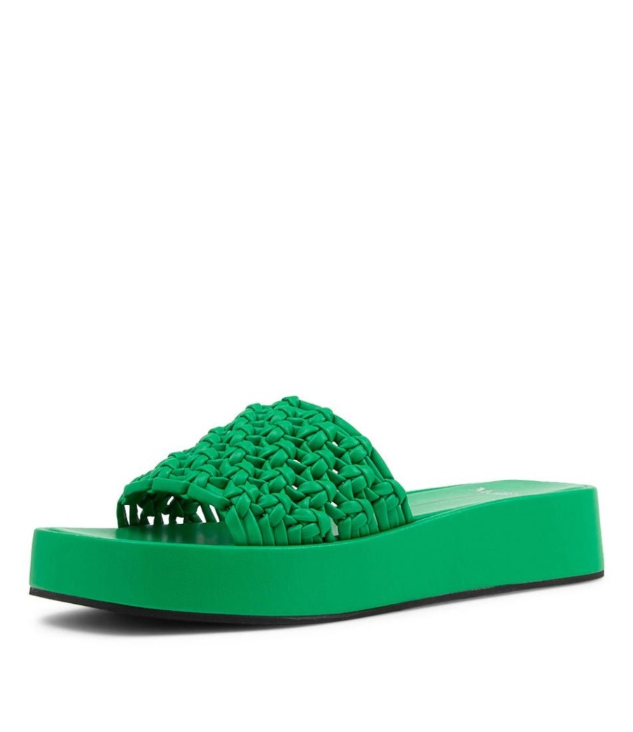 Shoes MOLLINI | Garen Bright Green Weave Slides