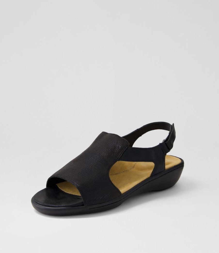 Shoes ZIERA | Balinto W Black Scratch Cut Leather Sandals