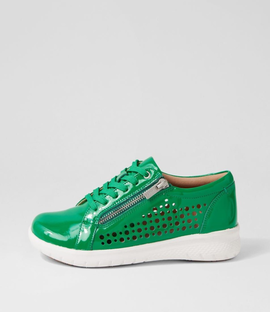 Shoes ZIERA | Shovo Xf Emerald Wrinkle Patent Sneakers