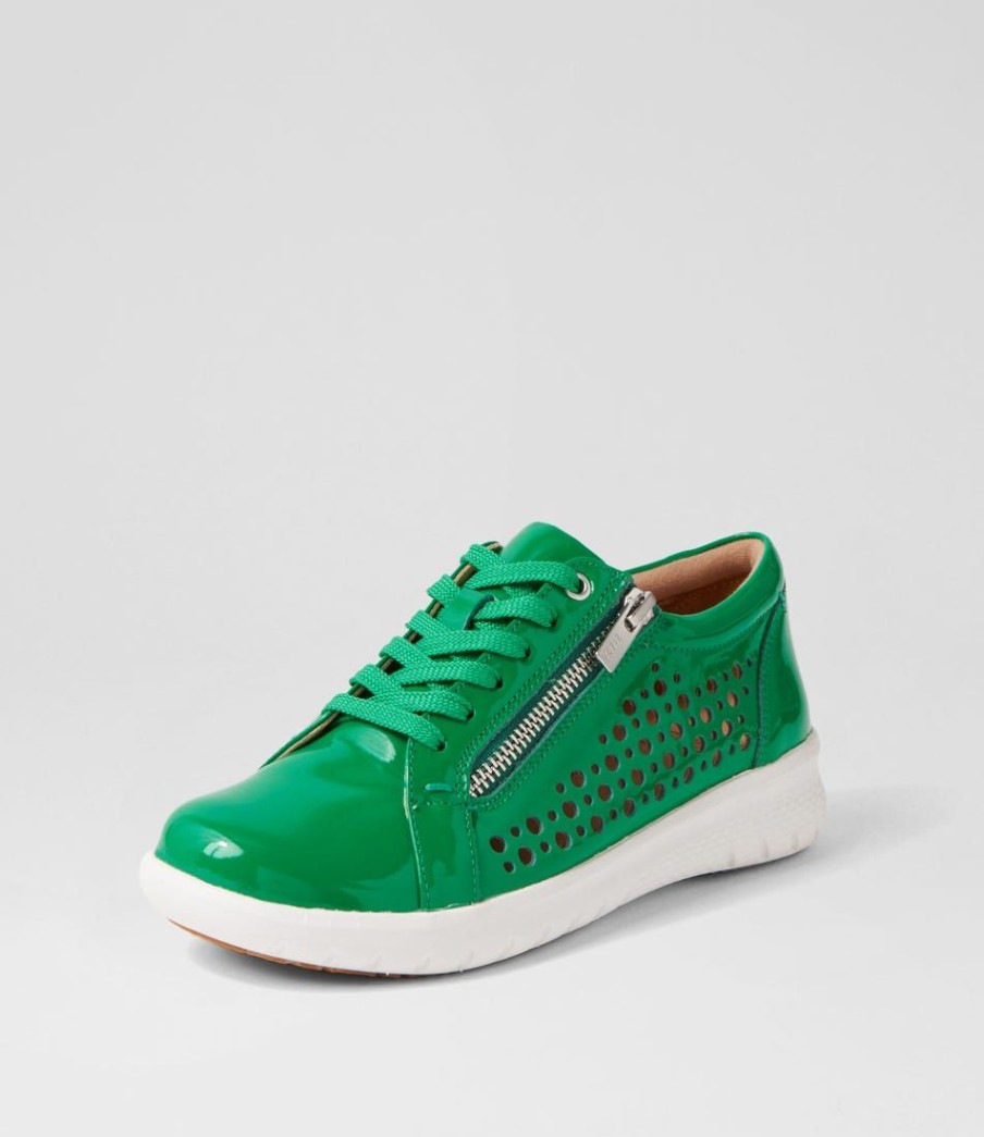 Shoes ZIERA | Shovo Xf Emerald Wrinkle Patent Sneakers