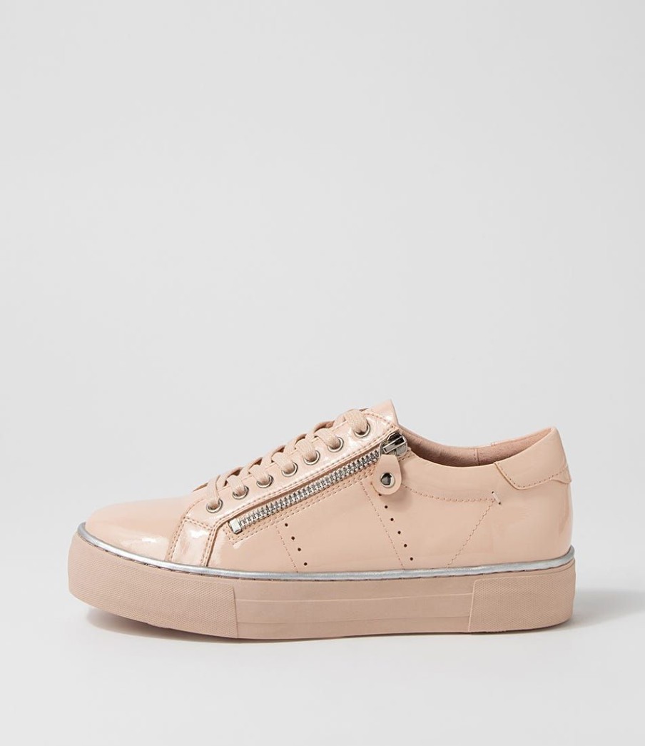 Shoes DJANGO & JULIETTE | Froggy Pale Pink Nude Patent Leather Sneakers