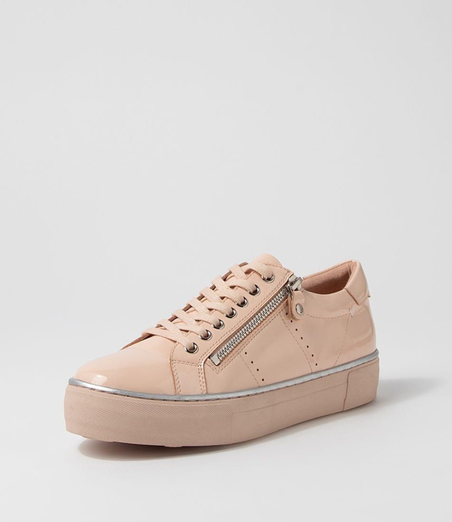 Shoes DJANGO & JULIETTE | Froggy Pale Pink Nude Patent Leather Sneakers