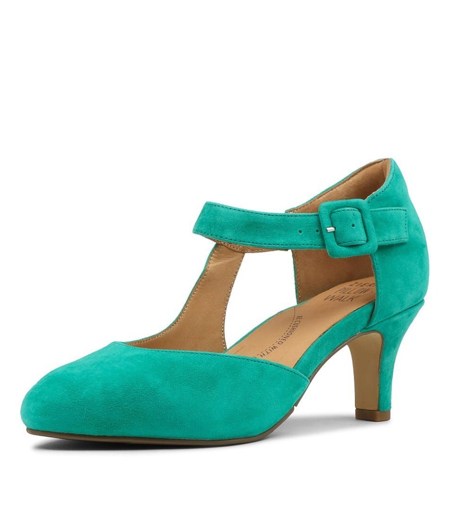 Shoes ZIERA | Timon Xw Emerald Suede Heels